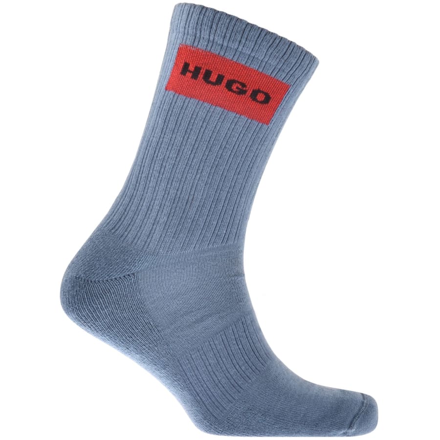HUGO 3 Pack Rib Label Logo SocksHUGO 3 Pack Rib Label Logo Socks Male One Size